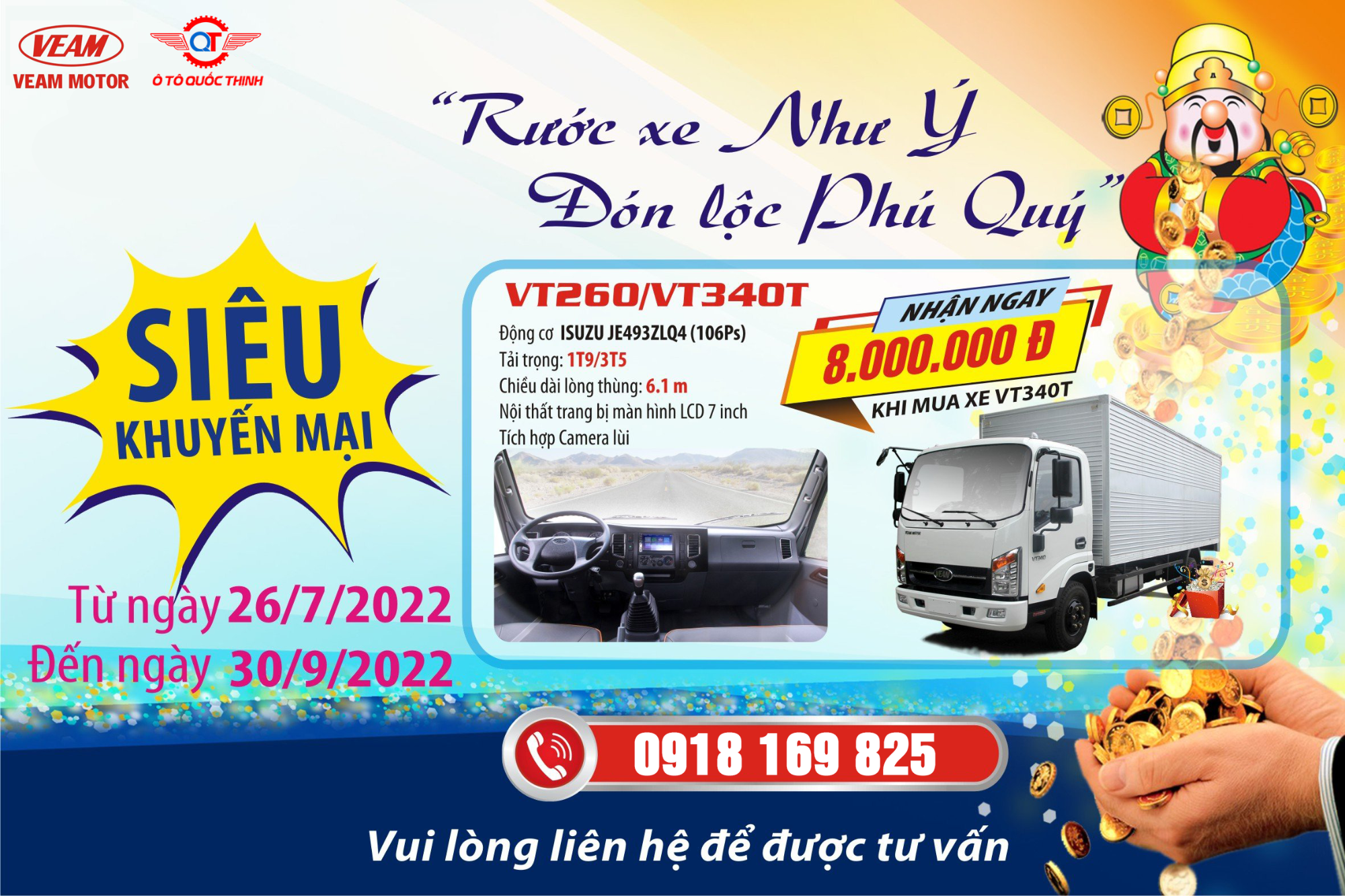 Khuyến mãi xe tải Veam VT260 VT 340