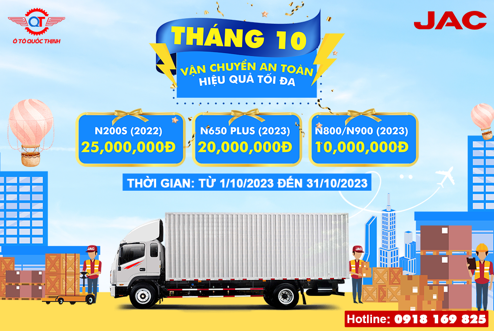 THÁNG 10 ƯU ĐÃI NGẬP TRÀN KHI MUA XE TẢI JAC